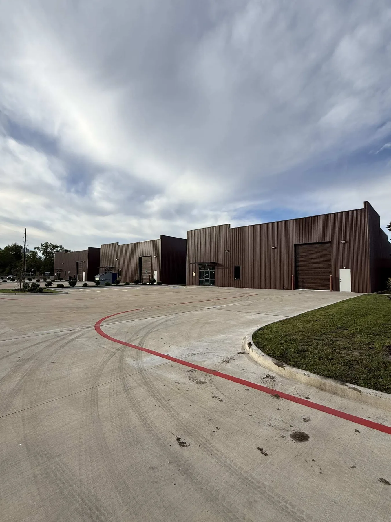 Completed row of industrial tenant buildings